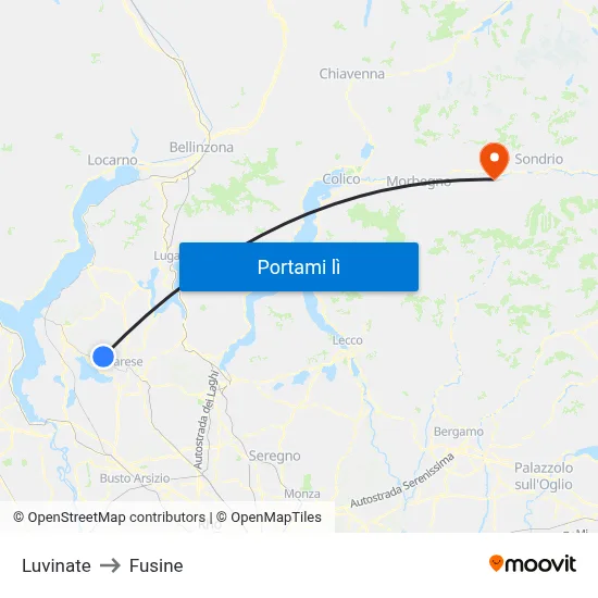 Luvinate to Fusine map