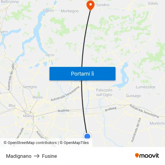 Madignano to Fusine map