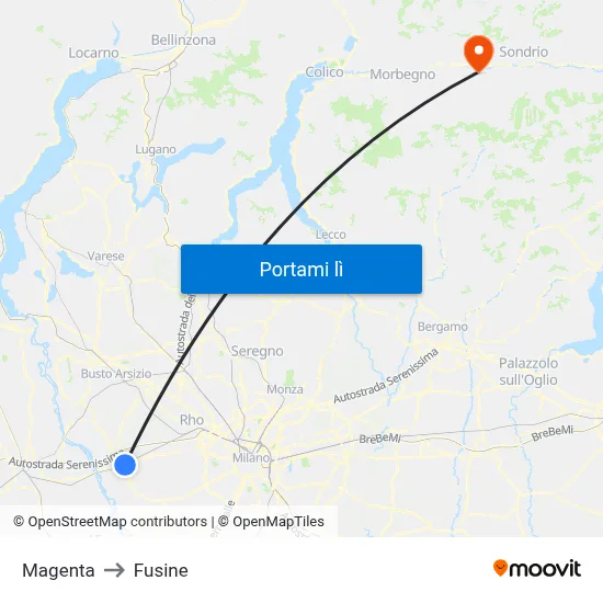Magenta to Fusine map