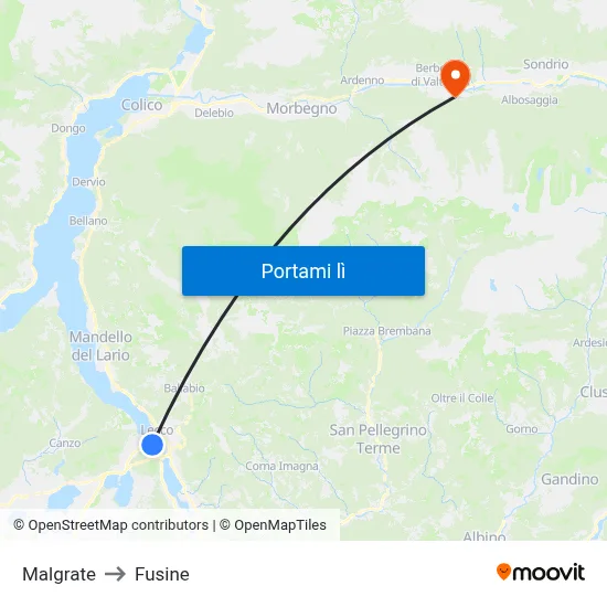 Malgrate to Fusine map