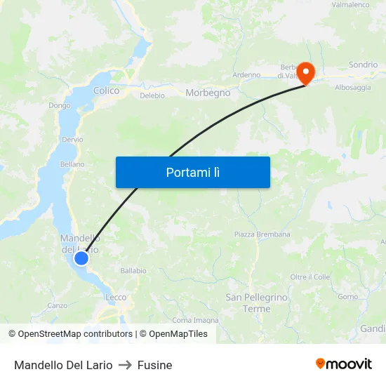 Mandello Del Lario to Fusine map