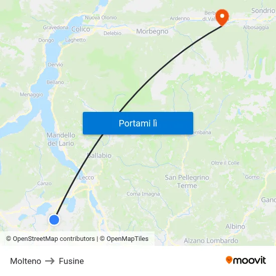 Molteno to Fusine map