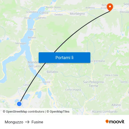 Monguzzo to Fusine map