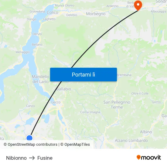 Nibionno to Fusine map