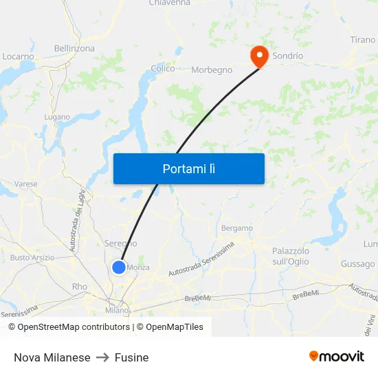 Nova Milanese to Fusine map