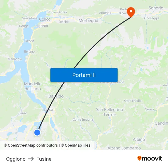Oggiono to Fusine map