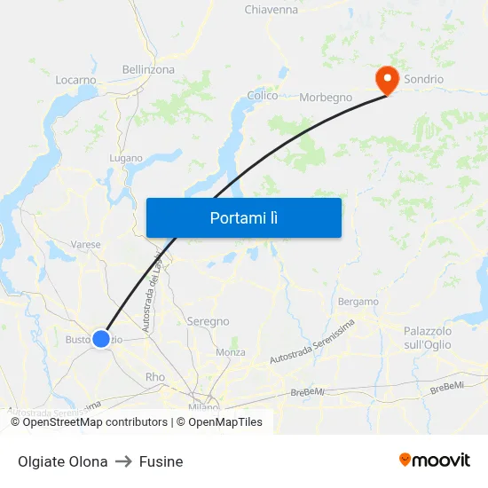Olgiate Olona to Fusine map