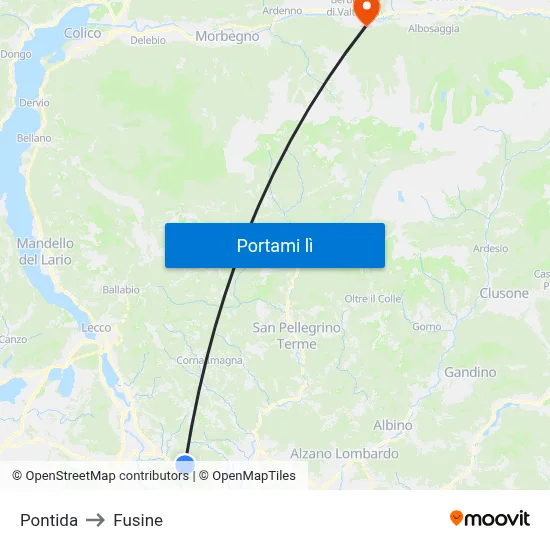 Pontida to Fusine map