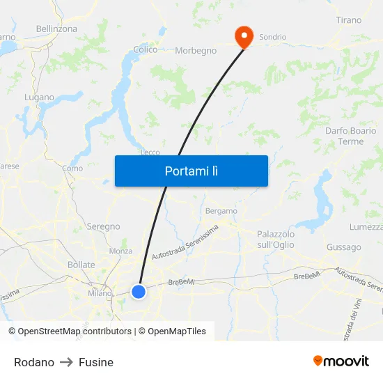 Rodano to Fusine map