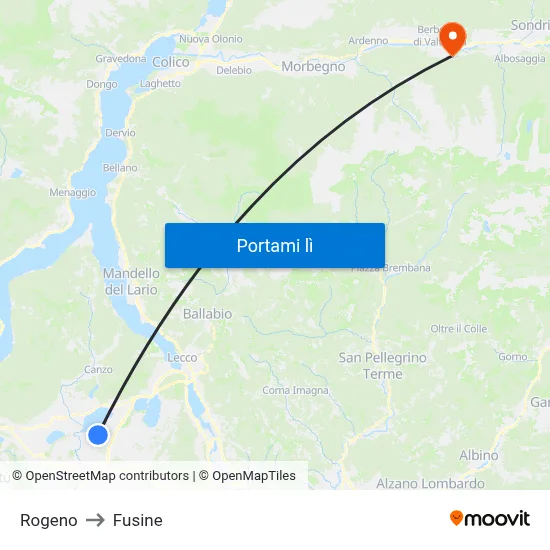 Rogeno to Fusine map