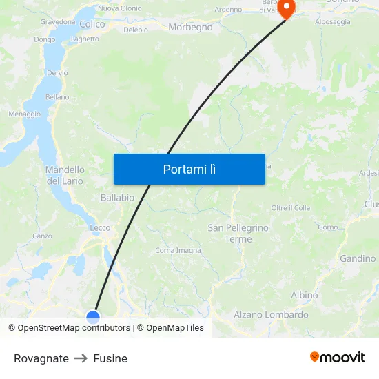 Rovagnate to Fusine map