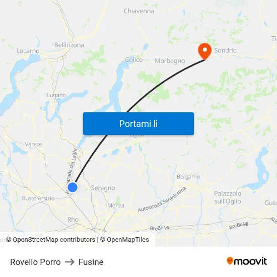 Rovello Porro to Fusine map