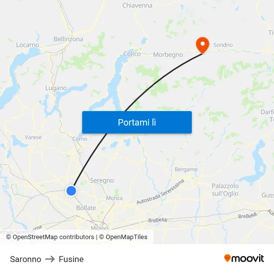 Saronno to Fusine map