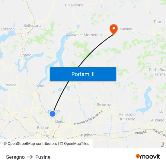 Seregno to Fusine map