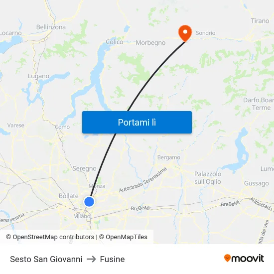 Sesto San Giovanni to Fusine map