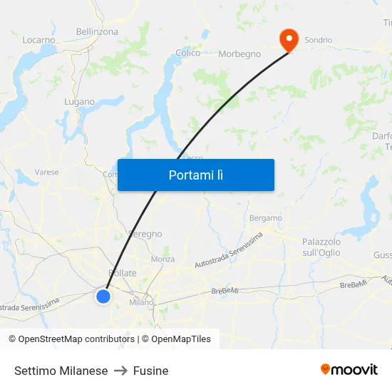 Settimo Milanese to Fusine map