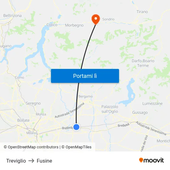 Treviglio to Fusine map