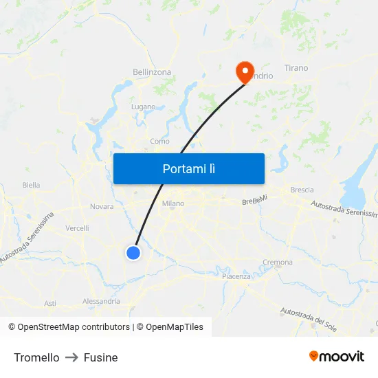 Tromello to Fusine map