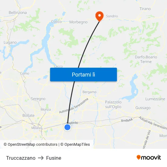 Truccazzano to Fusine map
