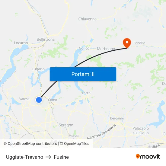 Uggiate-Trevano to Fusine map