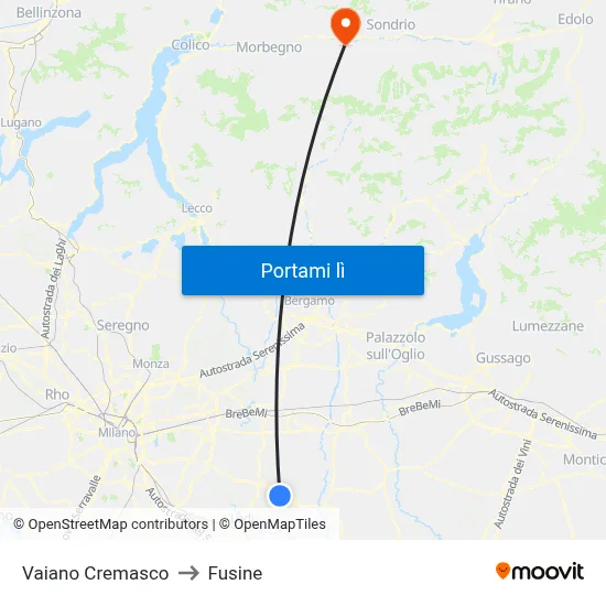 Vaiano Cremasco to Fusine map