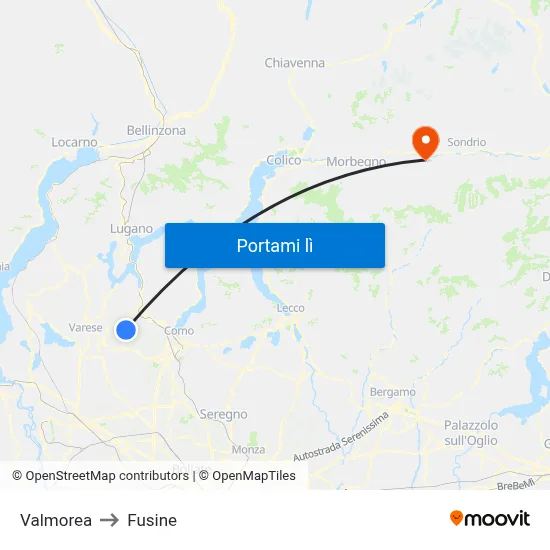 Valmorea to Fusine map