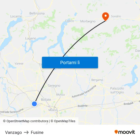Vanzago to Fusine map