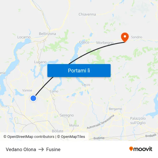 Vedano Olona to Fusine map