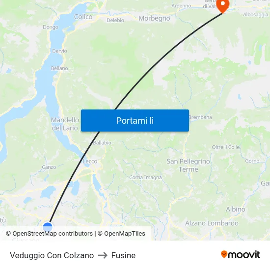 Veduggio Con Colzano to Fusine map