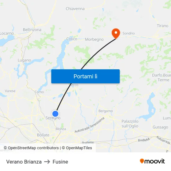 Verano Brianza to Fusine map