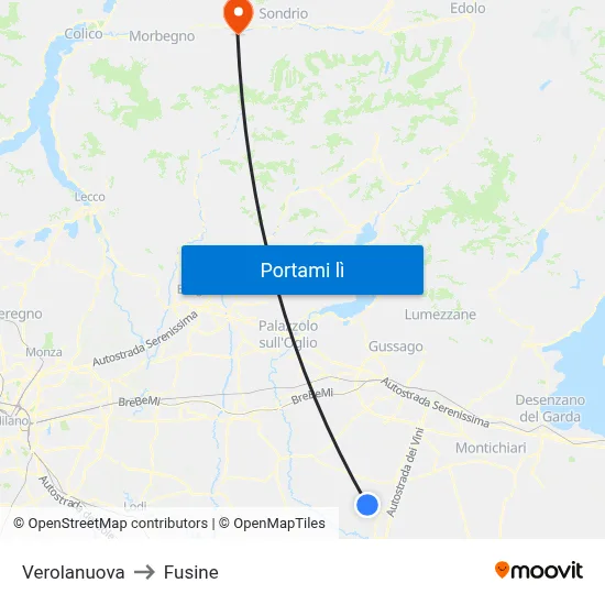 Verolanuova to Fusine map