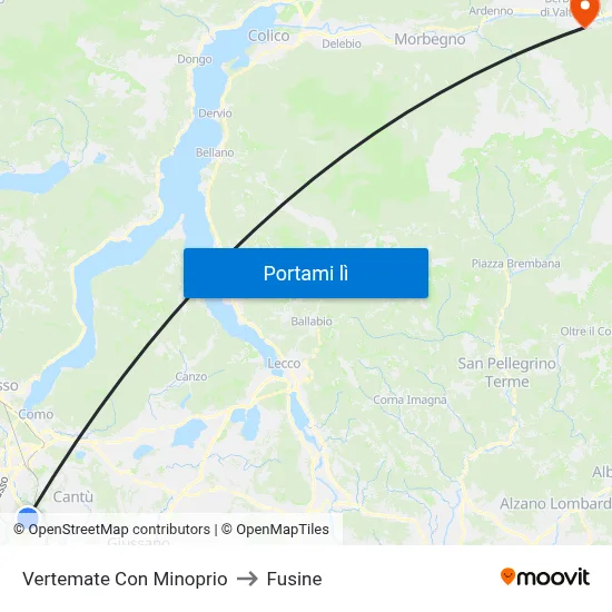 Vertemate Con Minoprio to Fusine map