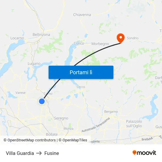 Villa Guardia to Fusine map
