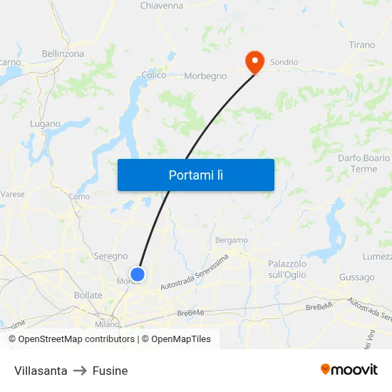 Villasanta to Fusine map
