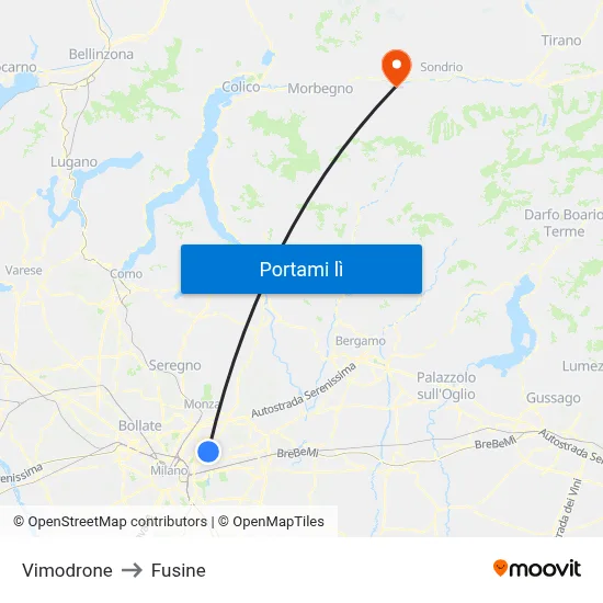 Vimodrone to Fusine map