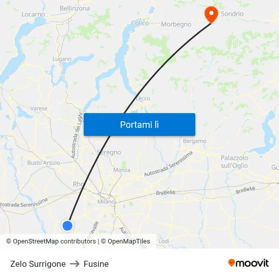 Zelo Surrigone to Fusine map