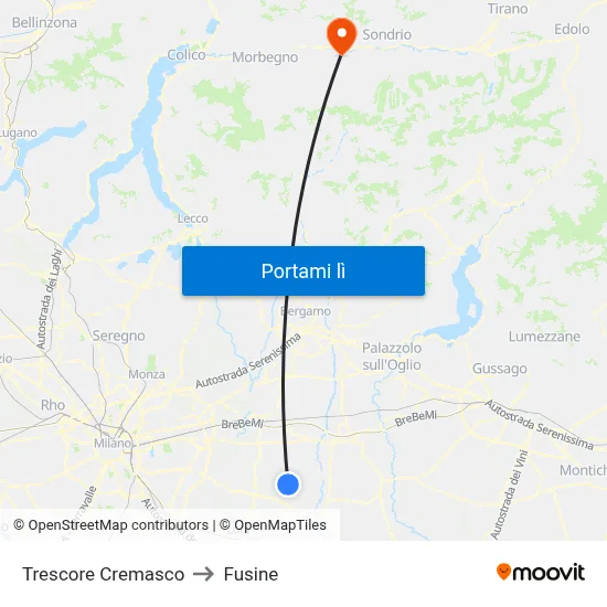 Trescore Cremasco to Fusine map