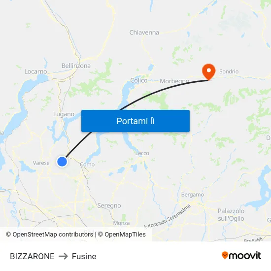 BIZZARONE to Fusine map