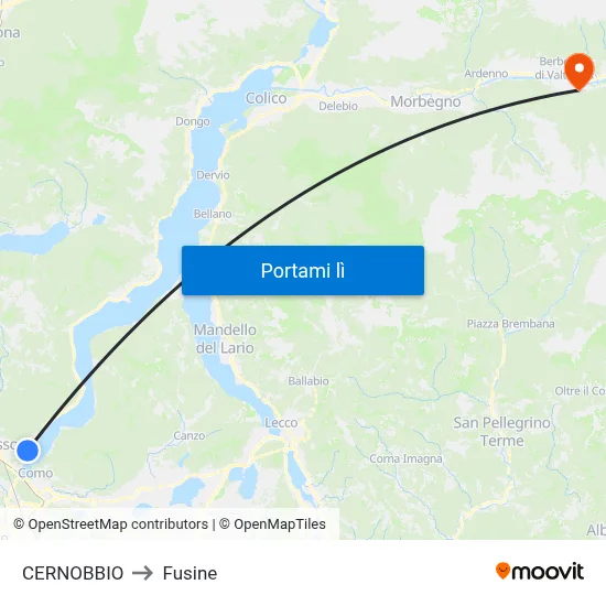 CERNOBBIO to Fusine map