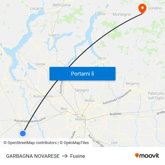 GARBAGNA NOVARESE to Fusine map