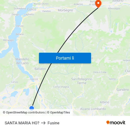 SANTA MARIA HO? to Fusine map