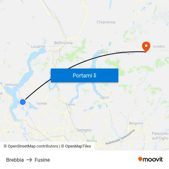 Brebbia to Fusine map