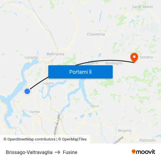 Brissago-Valtravaglia to Fusine map