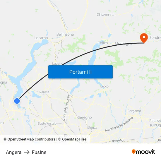 Angera to Fusine map