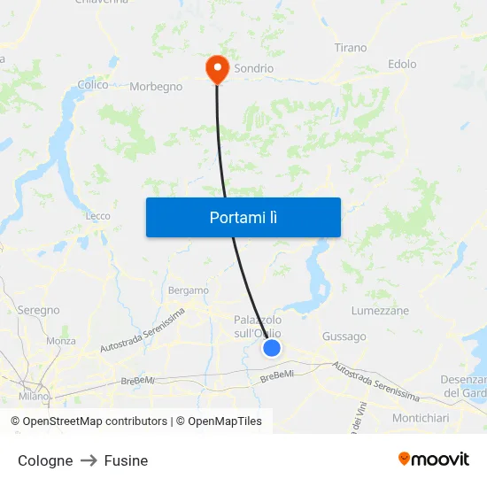 Cologne to Fusine map