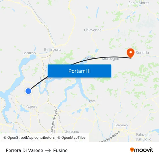 Ferrera Di Varese to Fusine map