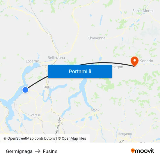 Germignaga to Fusine map
