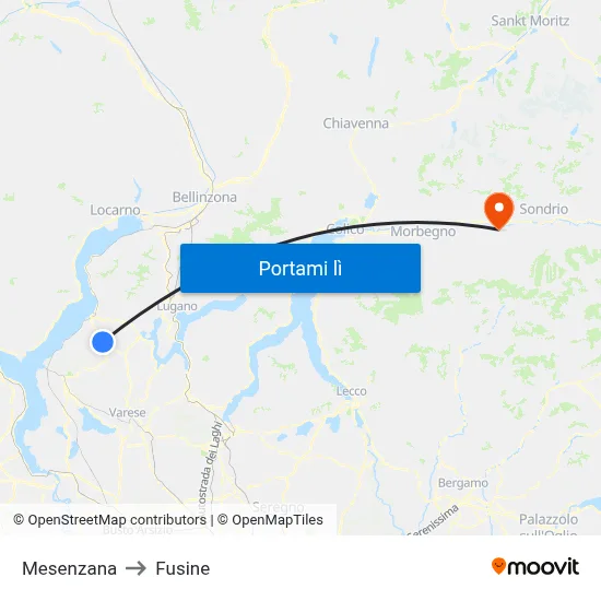 Mesenzana to Fusine map