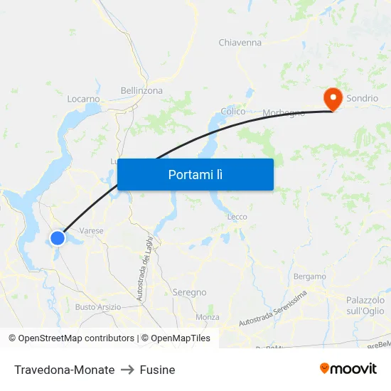 Travedona-Monate to Fusine map