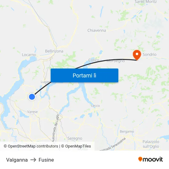 Valganna to Fusine map